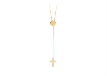 Gold Plated Y Necklace with Cross
